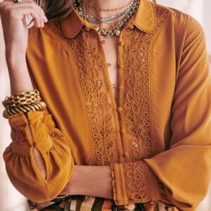 Sezane Melusine Blouse in Ochre size 44 NWT